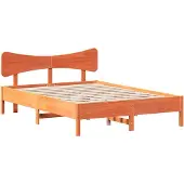 Syfax Massivholzbett ohne Matratze Wachsbraun 140x200 cm Kiefernholz