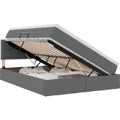 vidaXL Aufbewahrungsbett mit Matratze Dunkelgrau 140 x 190 cm Samt