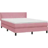 Syfax Boxspringbett mit Matratze Rosa 140x220 cm Samt