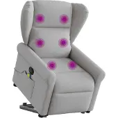 Syfax Massagesessel mit Aufstehhilfe Elektrisch Wolkengrau Stoff