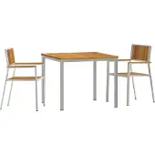 Syfax Outdoortisch-Set 3 pcs Massives Akazienholz und Edelstahl