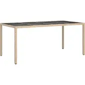 Syfax Gartentisch Beige 190 x 90 x 75 cm Poly-Rattan