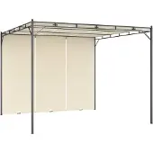 The Living Store Gartenpavillon mit Seitenvorhang 3x3x2,25 m Creme