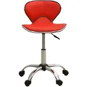 Syfax Bürostuhl aus Kunstleder Rot, höhenverstellbar, drehbar, mit Rollen, bis 110 kg, 46,5 cm breit, 48,5 cm tief