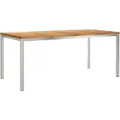 Syfax Esstisch 180x90x75 cm Massives Teakholz und Edelstahl