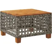 vidaXL Gartentisch Grau 55x55x36 cm Poly Rattan Akazienholz