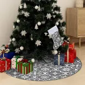 Prolenta Maison Exclusive - Luxus-Weihnachtsbaumdecke mit Socke Grau 122 cm Stoff