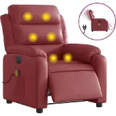 Syfax Massagesessel Elektrisch Weinrot Kunstleder