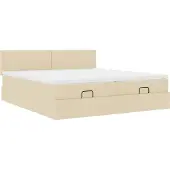 Syfax Ottoman-Bett mit Matratzen Creme 200x200 cm Stoff