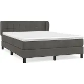Syfax Boxspringbett mit Matratze Dunkelgrau 140x200 cm Samt