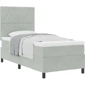 Syfax Boxspringbett mit Matratze Hellgrau 90 x 200 cm Samt