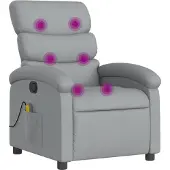 Syfax Hellgrauer Stoff Massagesessel mit 6-Punkt-Vibrationsmassage, verstellbar, 70x92x99,5 cm