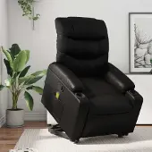 Prolenta Maison Exclusive - Massagesessel mit Aufstehhilfe Schwarz Kunstleder