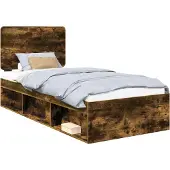 Syfax Bettrahmen Räuchereiche 90 x 190 cm Massives Kiefernholz