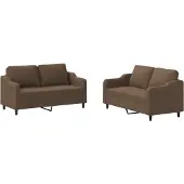 vidaXL 2-tlg. Sofagarnitur mit Kissen Braun Stoff