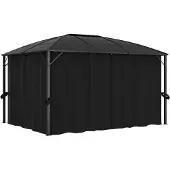 Syfax Pavillon mit Vorhängen 400 x 300 x 265 cm Anthrazit
