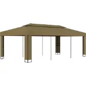 Syfax Pavillon mit Doppeldach 3x6 m Taupe 180 g/m²