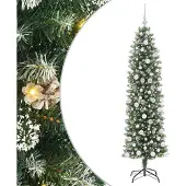 Syfax Künstlicher schlanker Weihnachtsbaum Grün und Weiß 180 cm