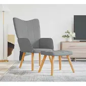 Prolenta Maison Exclusive - Relaxsessel mit Hocker Hellgrau Stoff