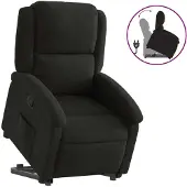 Syfax Relaxsessel mit Aufstehhilfe Schwarz Stoff
