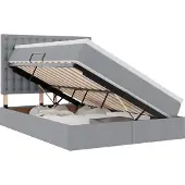 vidaXL Aufbewahrungsbett mit Matratze Hellgrau 140 x 190 cm Stoff