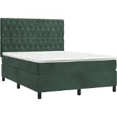 Syfax Boxspringbett mit Matratze Dunkelgrün 140x200 cm Samt