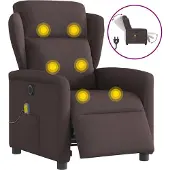 Syfax Massagesessel Elektrisch Dunkelbraun Stoff