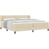 Syfax Boxspringbett mit Kopfteil Creme 200 x 200 cm Stoff