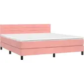 Syfax Boxspringbett mit Matratze Rosa 160x200 cm Samt