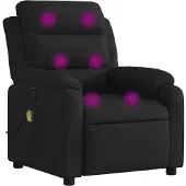 Syfax Massagesessel Schwarz Stoff, manuelle Liegefunktion, Vibration, 75x100 cm, 110 kg Tragkraft