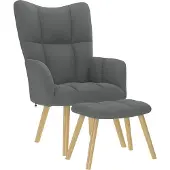 Syfax Relaxsessel mit Hocker Dunkelgrau Stoff