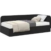 Syfax Eckbettgestell Schwarz 90 x 200 cm Samt