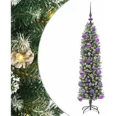 Syfax Künstlicher schlanker Weihnachtsbaum Grün und Weiß 120 cm