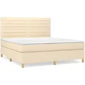 Syfax Boxspringbett mit Matratze Creme 180x200 cm Stoff