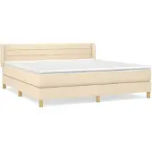 Syfax Boxspringbett mit Matratze Creme 180x200 cm Stoff