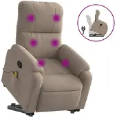 Syfax Massagesessel mit Aufstehhilfe Taupe Mikrofasergewebe