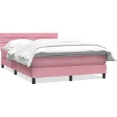 Syfax Boxspringbett mit Matratze Rosa 160x210 cm Samt