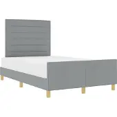 Syfax Bettgestell mit Kopfteil Hellgrau 140 x 200 cm Stoff