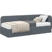 Syfax Eckbettgestell Dunkelgrau 80 x 200 cm Samt