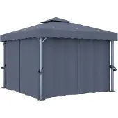 Syfax Pavillon mit Vorhang 3x3 m Anthrazit Aluminium