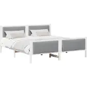 Syfax Bettrahmen mit Kopfteil Hellgrau 180 x 200 cm Stoff