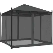 Syfax Pavillon mit Netzwänden Anthrazit 2,93x2,93 m Stahl