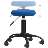 Syfax Blauer Samt Bürostuhl, drehbar, mit Rollen, höhenverstellbar (42-54 cm), 31 cm Durchmesser