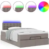 Syfax Ottoman-Bett mit Matratze & LEDs Taupe 120x200 cm Stoff