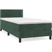 Syfax Boxspringbett mit Matratze Dunkelgrün 100x200 cm Samt