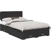 Syfax Bettrahmen mit Kopfteil Schwarz 135 x 190 cm Holzwerkstoff