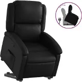 Syfax Relaxsessel mit Aufstehhilfe Schwarz Kunstleder