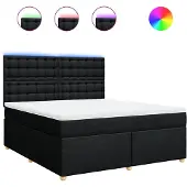 Syfax Boxspringbett mit Matratze Schwarz 180x200 cm Stoff