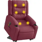 Syfax Massagesessel mit Aufstehhilfe Weinrot Stoff