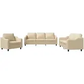 vidaXL 3-tlg. Sofagarnitur mit Kissen Creme Stoff